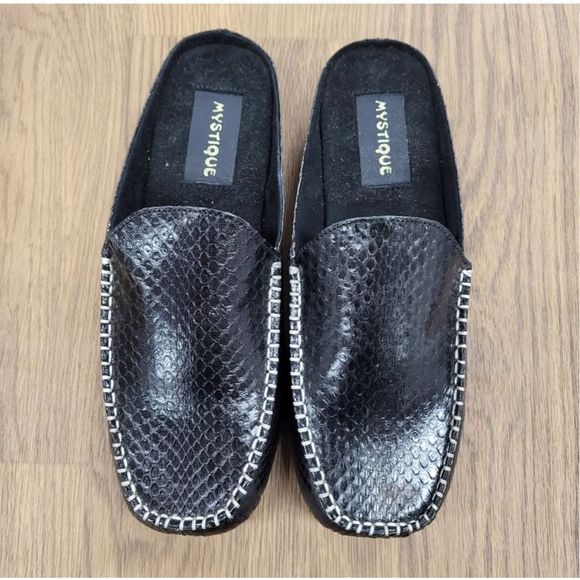 New Mystique Black Snake Slide Loafer 9 - Picture 2 of 6